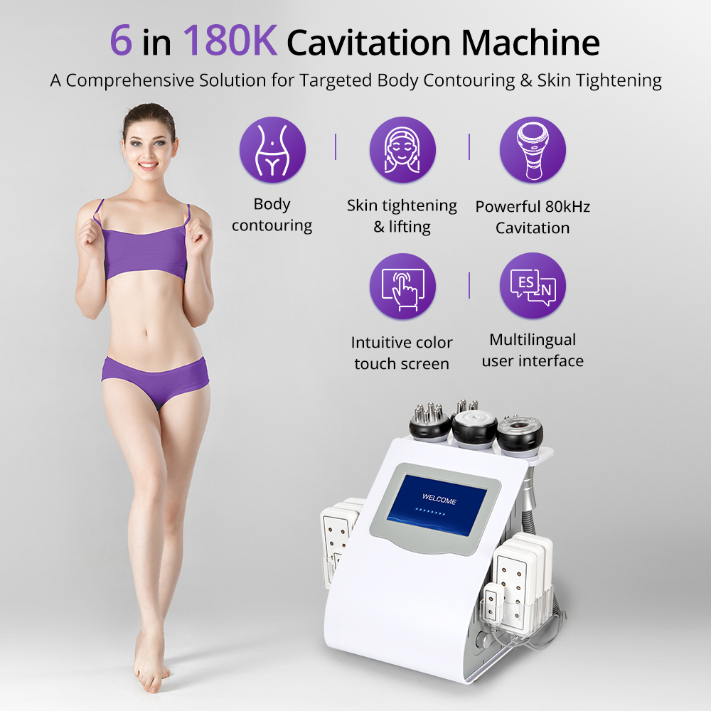 Vacuum Cavitation Body Contouring - 6-in-1 80-k-Kavitationsmaschine mit Vakuum-Radiofrequenz zur Körperkonturierung