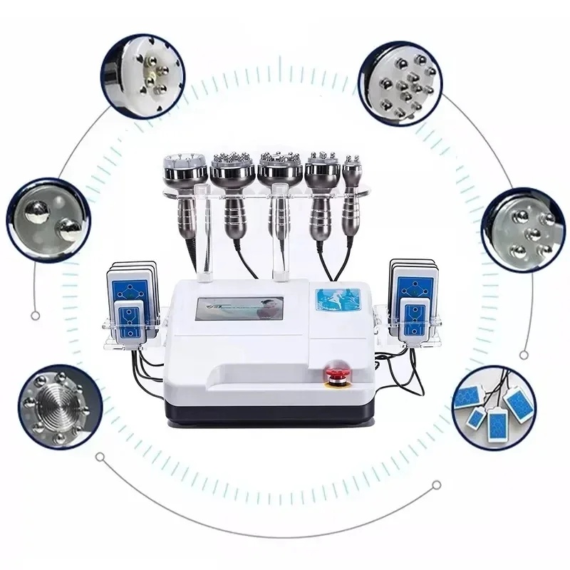 6 In 1 Cavitation Rf Machine 40K - 6-in-1 40K Ultraschall-Kavitations-RF-Schlankheitsgerät, Vakuum-Körperformer, Gesichtshautstraffung